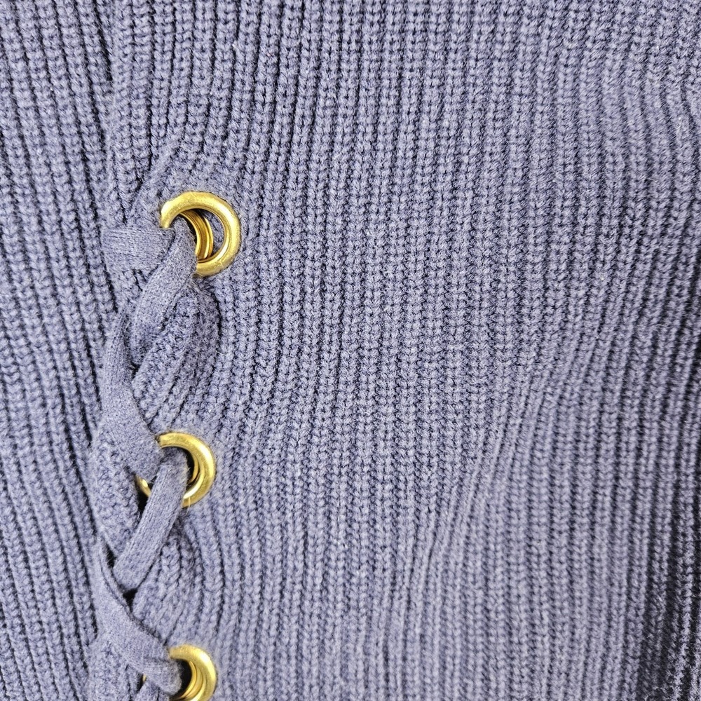 Michael Kors Sweater Womens XL Navy Ribbed Side Lace‎ Up Grommet - Picture 4 of 12
